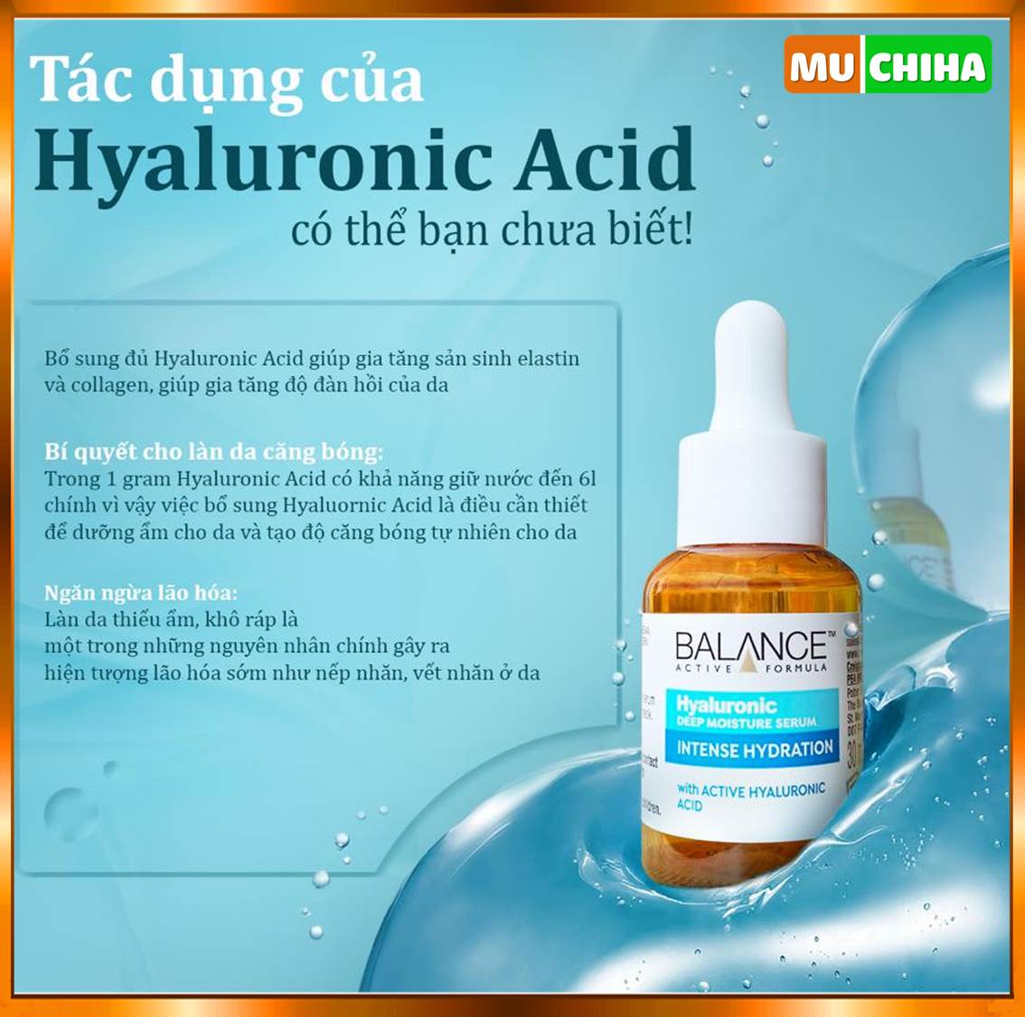 Serum HA Balance Chính Hãng Chai 30ml Cấp Nước Dưỡng Ẩm Cho Da Hyaluronic Deep Moisturizing 17 Hyasol PF 5% là thành phần cốt lõi của serum, là dẫn xuất từ Hyaluronic Acid
