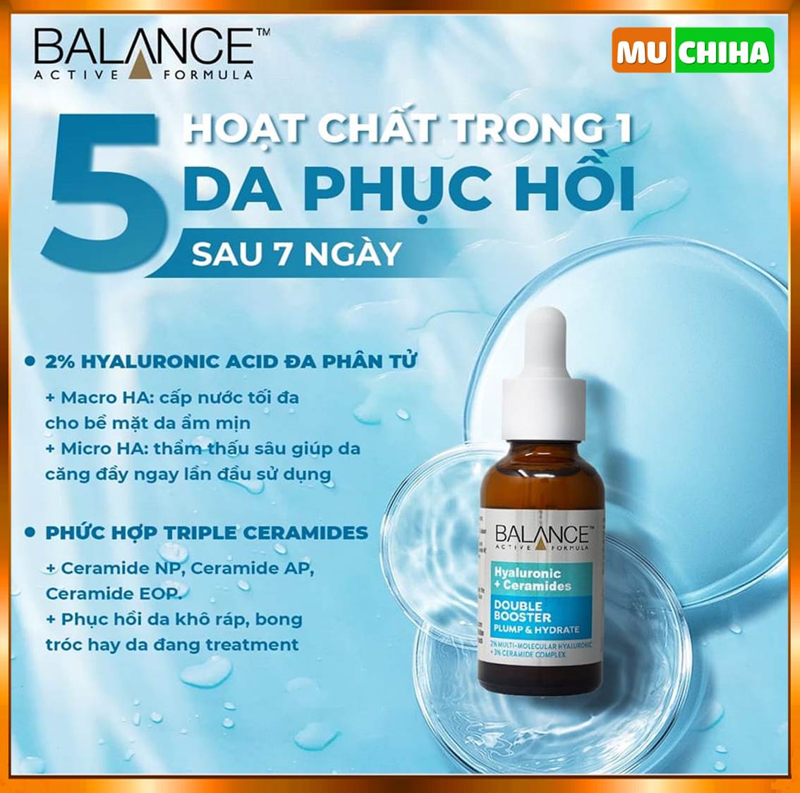 Serum HA Balance Chính Hãng Chai 30ml Cấp Nước Dưỡng Ẩm Cho Da Hyaluronic Deep Moisturizing 18 Serum HA balance chinh hang mua o dau uu diem Serum HA balance co tot khong Muchiha review 1