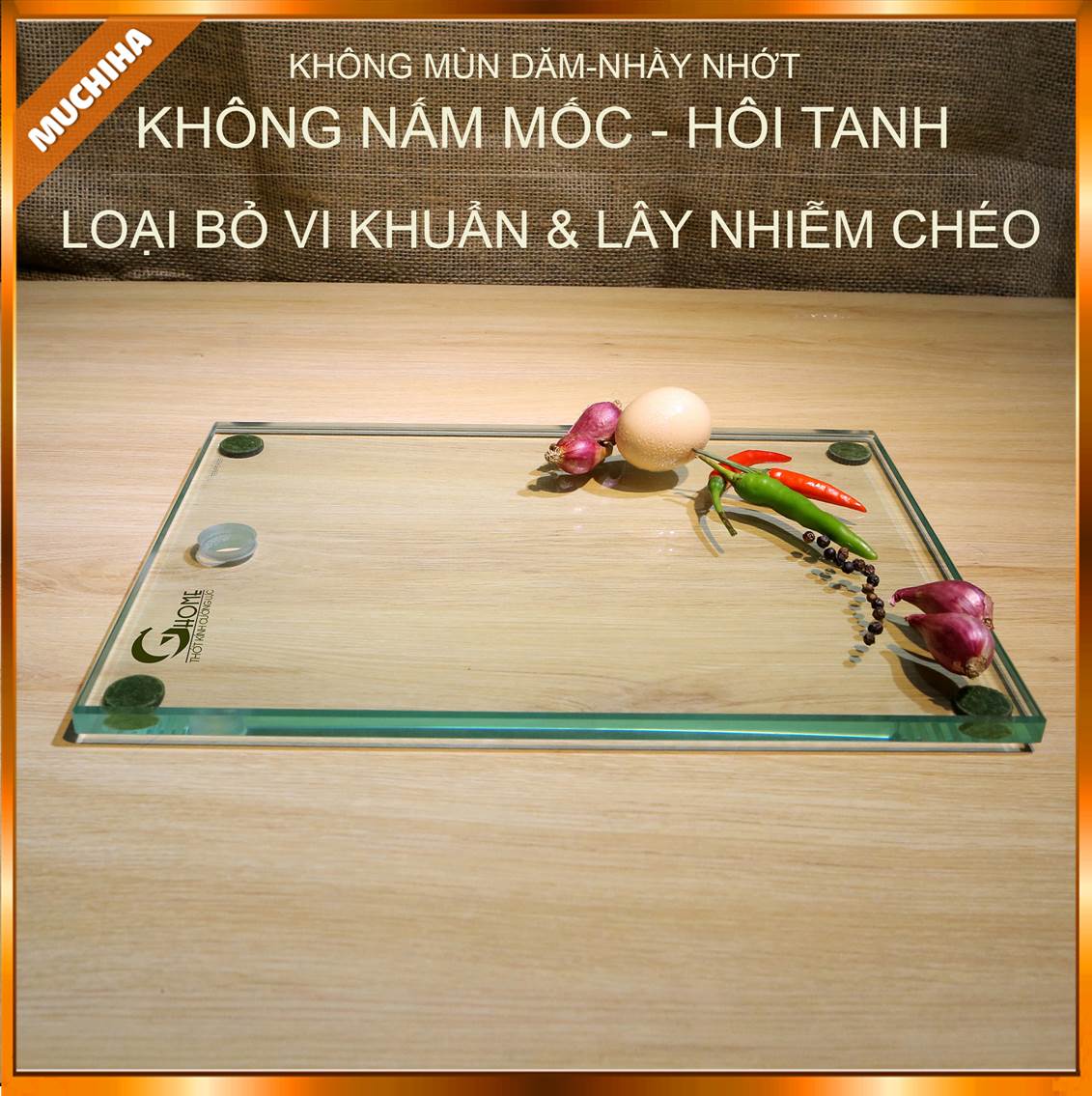 Ưu điểm của Thớt kính cường lực cao cấp Ghome chính hãng - không mùn dăm, không vi khuẩn tích tụ