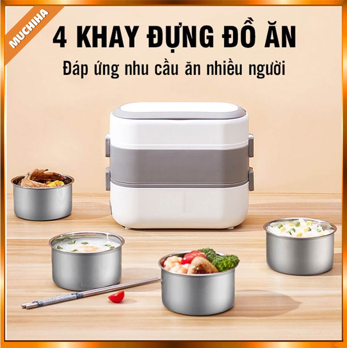 Hộp Cơm Mocato M601 Chính Hãng, Hộp Cơm Cắm Điện Văn Phòng Mocato Bảo Hành 1 Năm 13 Hộp Cơm Mocato M601 Đáp Ứng Nhu Cầu Nhiều Người Với 4 Khay Đựng Đồ Ăn