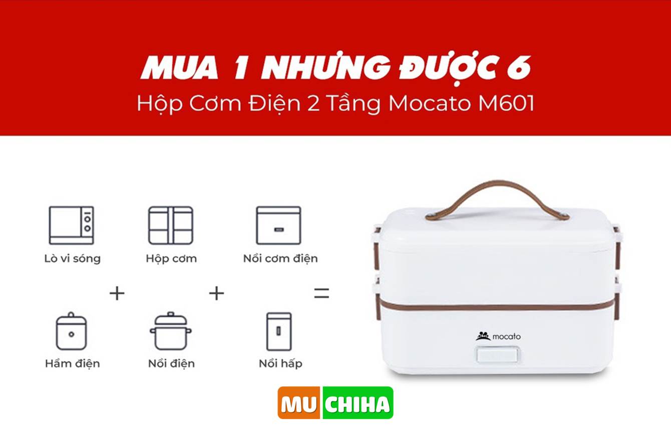 Hộp Cơm Mocato M601 Chính Hãng, Hộp Cơm Cắm Điện Văn Phòng Mocato Bảo Hành 1 Năm 10 Hộp cơm cắm điện Mocato M601 có công dụng đa năng, 6 trong 1