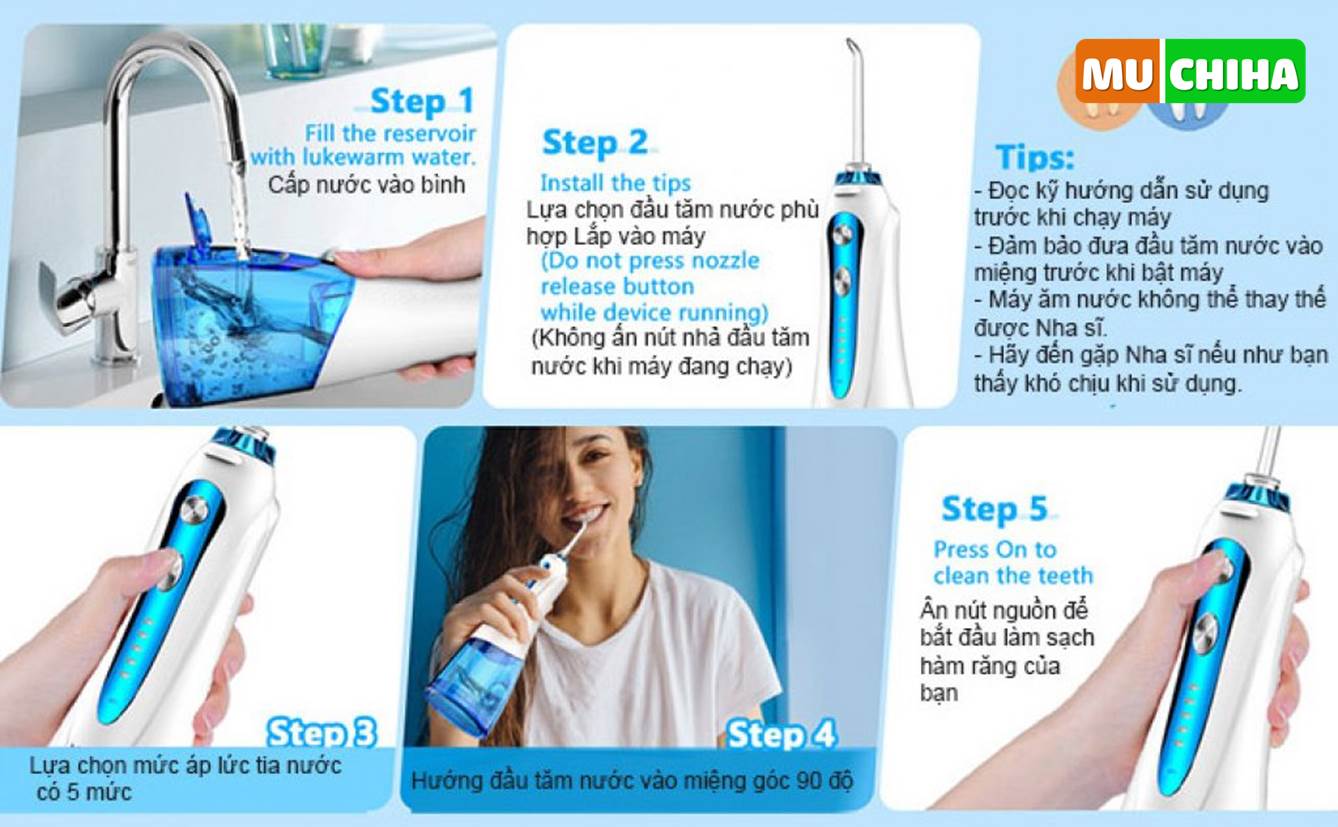 Cách Sử Dụng Máy Tăm Nước H2OFLOSS HF-9P Làm Sạch Răng, Nướu, Khoang Miệng