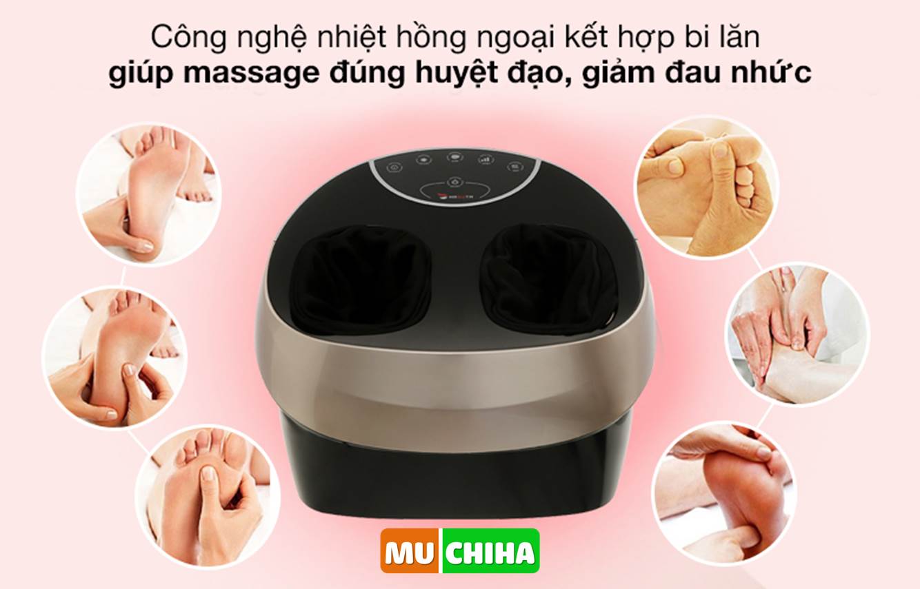 Máy massage chân Hasuta HMF-260 sở hữu công nghệ nhiệt hồng ngoại kết hợp bi lăn giúp massage đúng huyệt đạo