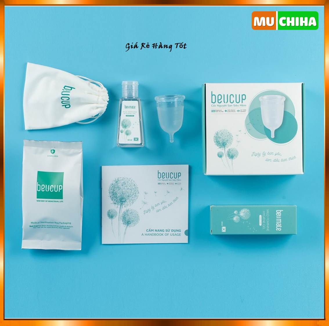 Cốc Nguyệt San BeUCup Chính Hãng, Cốc Nguyệt San Siêu Mềm BeUCup 40ml 15 Bộ sản phẩm Cốc nguyệt san BeUcup chính hãng