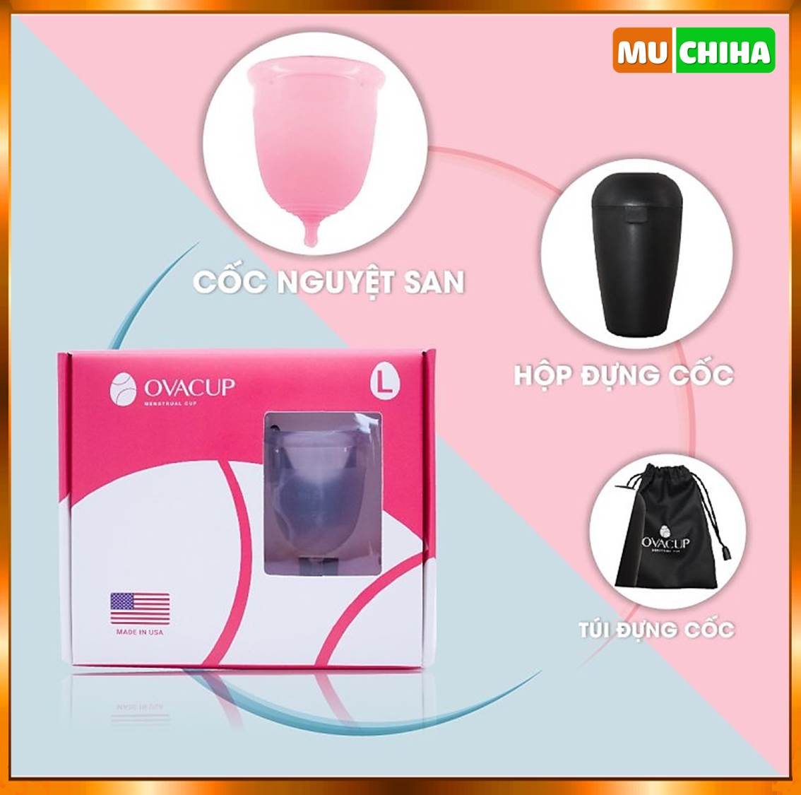 Cốc Nguyệt San Ovacup Chính Hãng, Cốc Nguyệt San Ovacup 100% Silicone Cao Cấp Kèm Quà Tặng 20 Bộ Sản Phẩm Cốc Nguyệt San Ovacup Chính Hãng