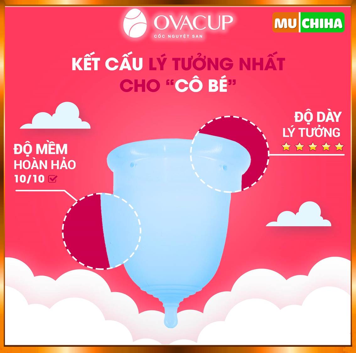 Cốc Nguyệt San Ovacup Chính Hãng, Cốc Nguyệt San Ovacup 100% Silicone Cao Cấp Kèm Quà Tặng 16 Ưu Điểm Thiết Kế Của Cốc Nguyệt San Ovacup Chính Hãng
