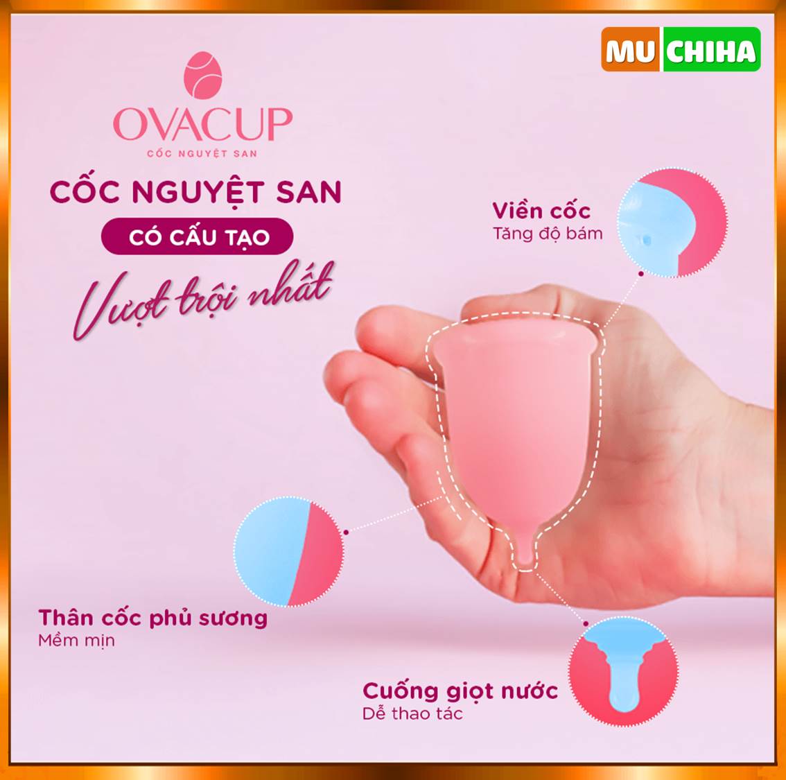 Cốc Nguyệt San Ovacup Chính Hãng, Cốc Nguyệt San Ovacup 100% Silicone Cao Cấp Kèm Quà Tặng 22 Cách Sử Dụng Cốc Nguyệt San Ovacup