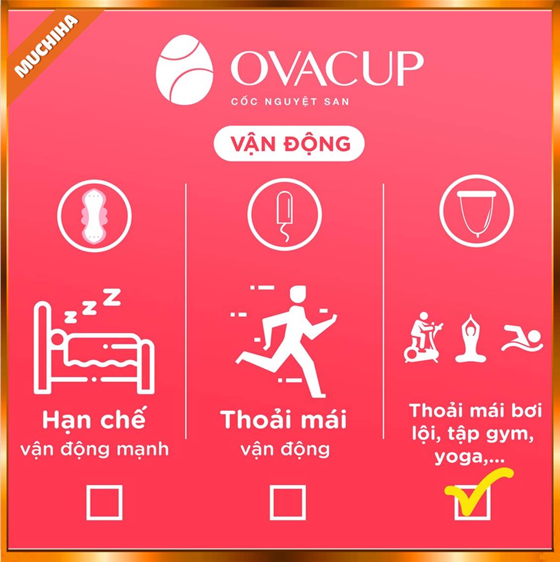 Cốc Nguyệt San Ovacup Chính Hãng, Cốc Nguyệt San Ovacup 100% Silicone Cao Cấp Kèm Quà Tặng 17 Chất Liệu Cốc Nguyệt San Ovacup Mềm Mại, Giúp Vận Động Thoải Mái