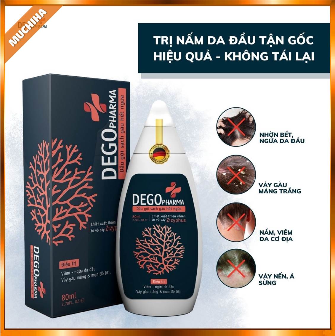Dầu Gội Dego Pharma Chính Hãng, Dầu Gội Dego Trị Nấm Gàu, Trị Ngứa Da Đầu Chai 80ml 12 Dầu gội Dego Pharm trị nấm da dầu tận gốc hiệu quả không tái lại