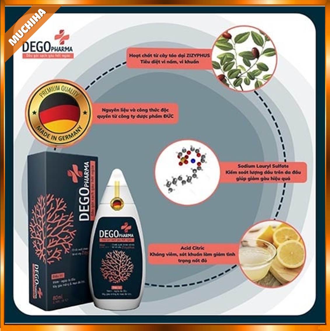 Dầu Gội Dego Pharma Chính Hãng, Dầu Gội Dego Trị Nấm Gàu, Trị Ngứa Da Đầu Chai 80ml 10 Thành Phần Chính Của Dầu Gội Đặc Trị Dego Pharma