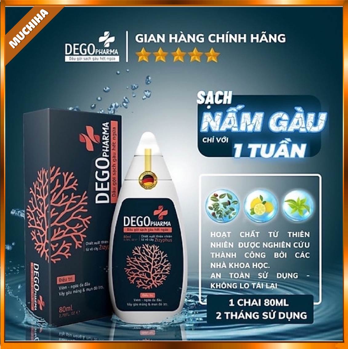 Dầu Gội Dego Pharma Chính Hãng, Dầu Gội Dego Trị Nấm Gàu, Trị Ngứa Da Đầu Chai 80ml 8 Dầu Gội Dego Pharma giúp đặc trị vảy gàu mảng trắng, nấm da đầu và viêm da vảy nến hiệu quả