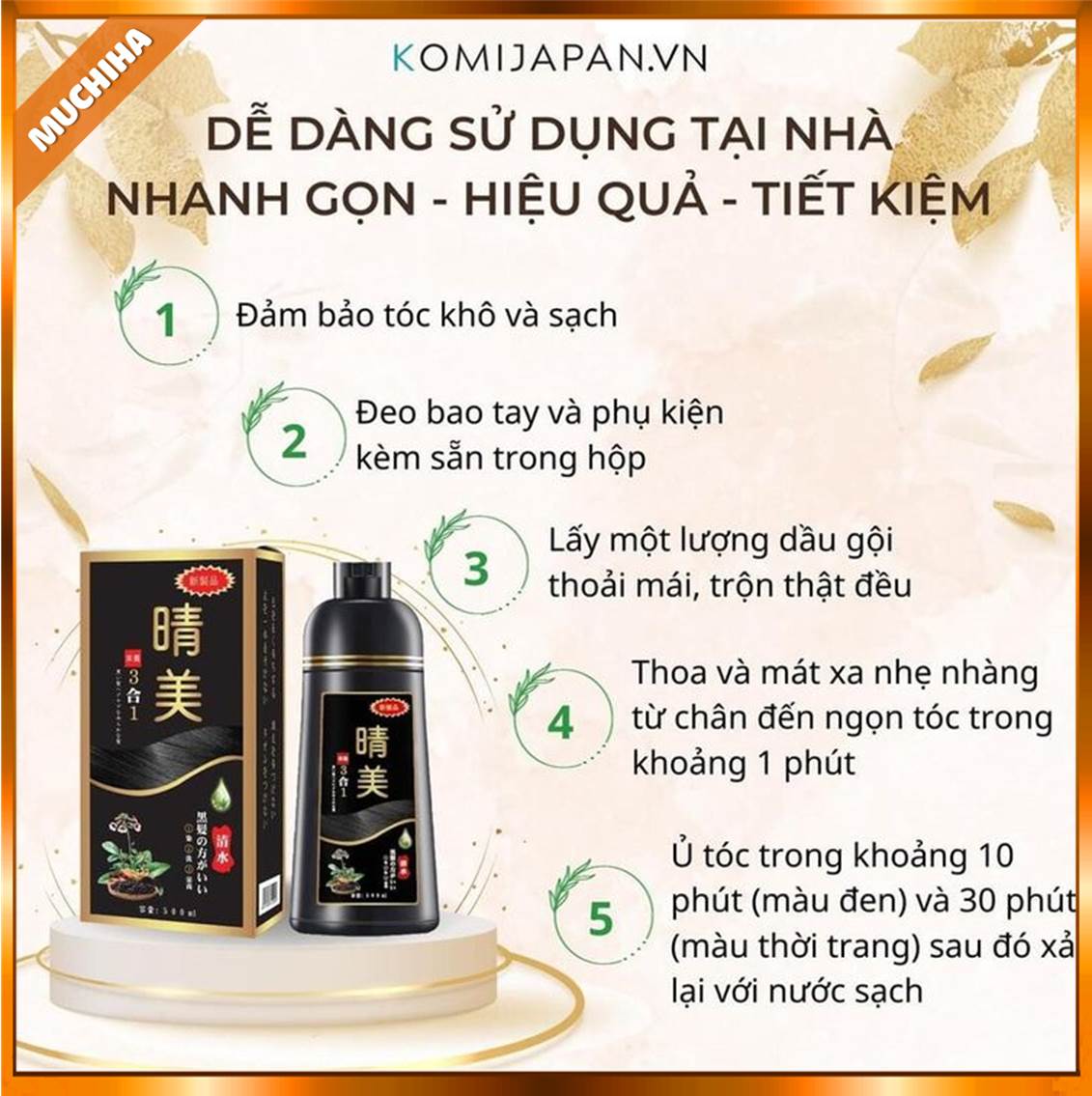 Cách Sử Dụng Dầu Gội Thảo Dược Đen Tóc Komi