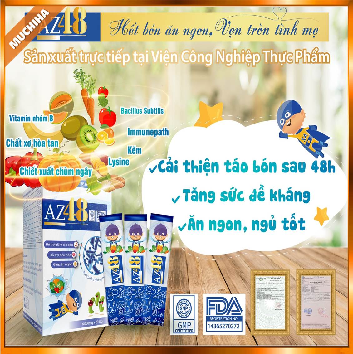 Men AZ48 Chính Hãng, Men Vi Sinh AZ48 Giúp Ăn Ngon, Tăng Sức Đề Kháng 14 Thành Phần Của Men Vi Sinh AZ48
