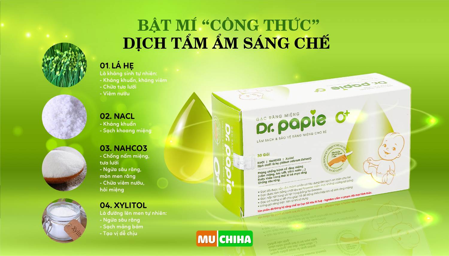 Thành Phần Của Gạc Răng Miệng Dr Papie Mang Lại Nhiều Lợi Ích Cho Trẻ