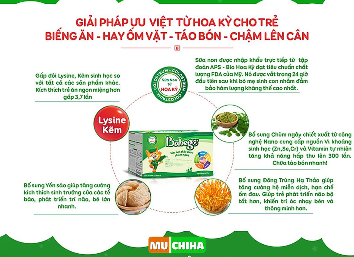 Sữa Non Babego Chính Hãng, Thảo Dược Chùm Ngây Sữa Non 100% Nhập Khẩu Từ Hoa Kỳ 12 Sữa Non Babego chứa nhiều dưỡng chất có lợi cho trẻ